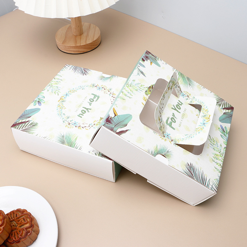 Picture of Egg yolk crisp moon cake gift box nougat green bean cake snowflake crisp baking high-end Mid-Autumn Festival hand gift box