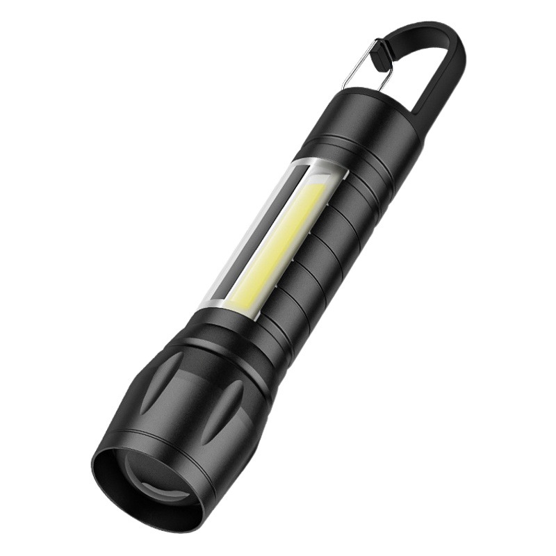 Cross-border new T6 strong light flashlight zoom type-c long shot with COB side light camping patrol rechargeable flashlight