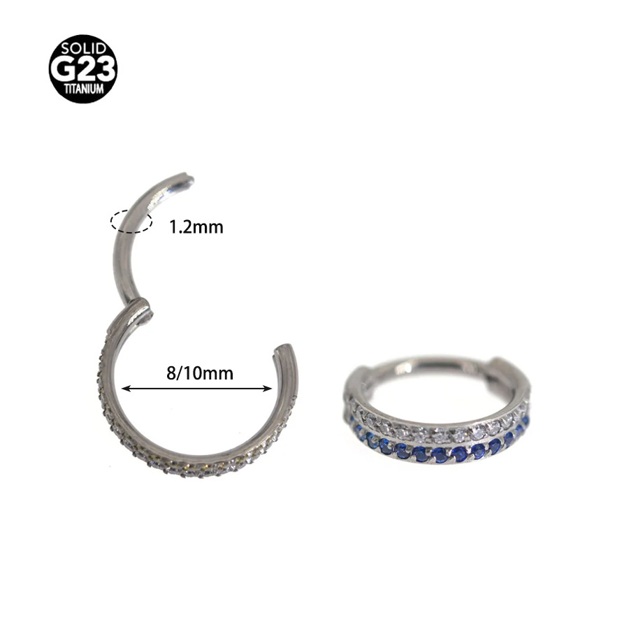 Picture of F136 titanium alloy 16G double drill nose ring earrings earrings closed ring puncture jewelry wholesale 2024 new