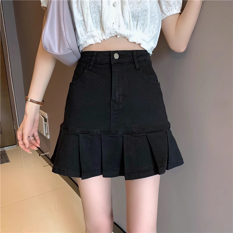 Black Pleated Skirt Women's Summer Skirt Spring and Autumn Grey High Waist A- Line 2024 New Slimming JK Skirt