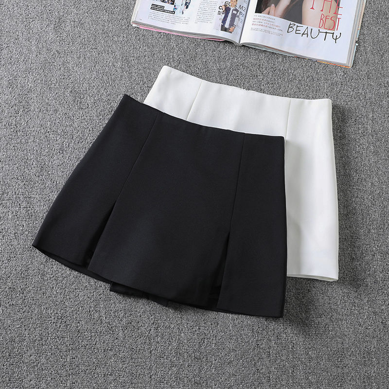 Split High Waist Skirt Women's 2022 Spring and Summer New Fashionable All-match Anti-glare Skirt Black A- line Short Skirt