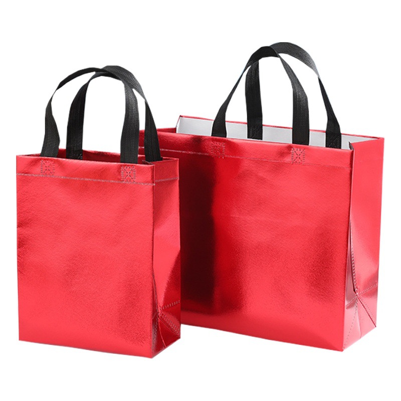 Laser Film non-woven handbag folding environmental protection packaging advertising gift promotional shopping bag wholesale printing logo