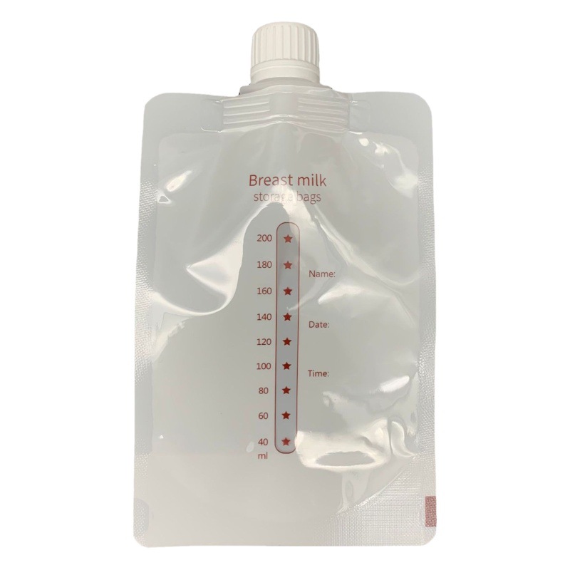 In stock universal 200ml self-standing suction nozzle breast bag connection breast pump supporting transfer interface milk storage bag