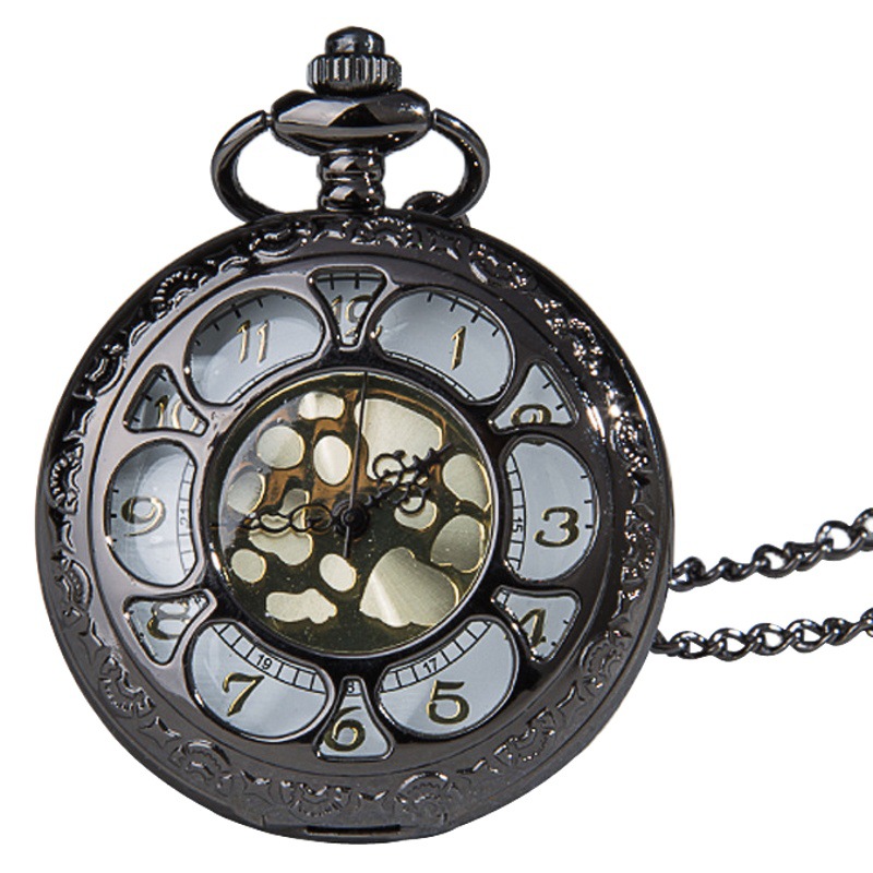 High-Looking and Popular Live Broadcast Cross-Border Pocket Watch, Personalized Hollow Large Watch Number, Bronze Flip Cover, Roman Lettering Contract