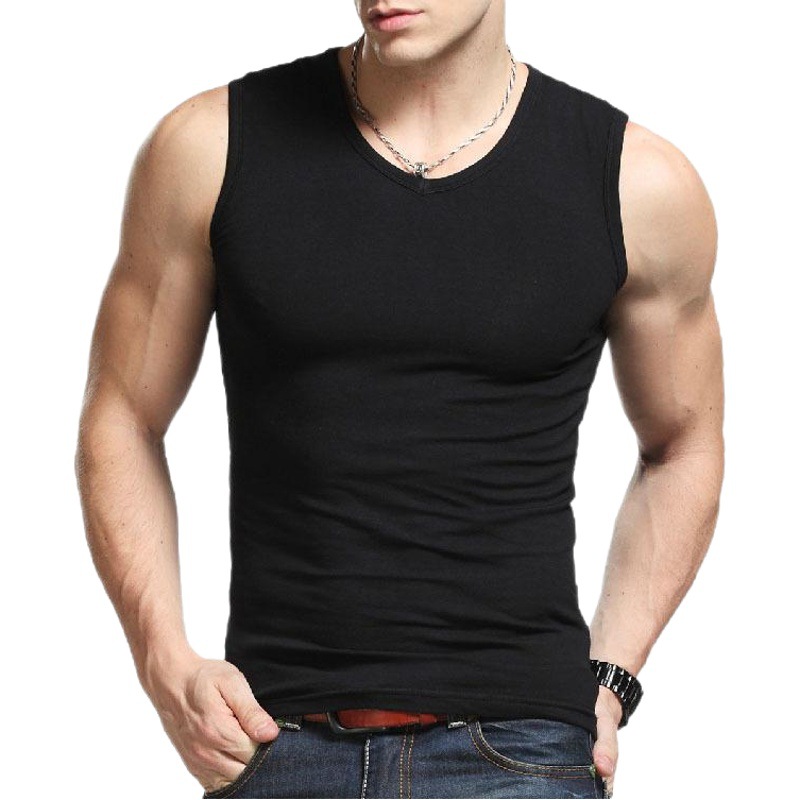 Picture of New men's wide shoulder cotton vest sleeveless breathable fitness sports stretch waistcoat men's breathable jacket wholesale