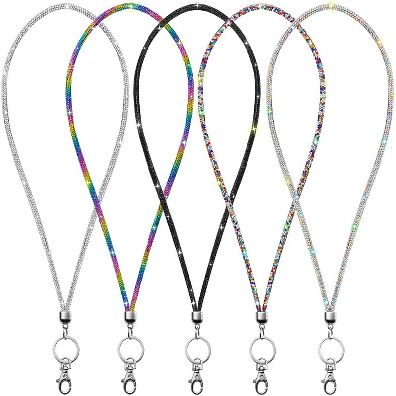 Cross-border hot work permit necklace lanyard badge keychain accessories rhinestone full diamond diagonal bracelet spot wholesale