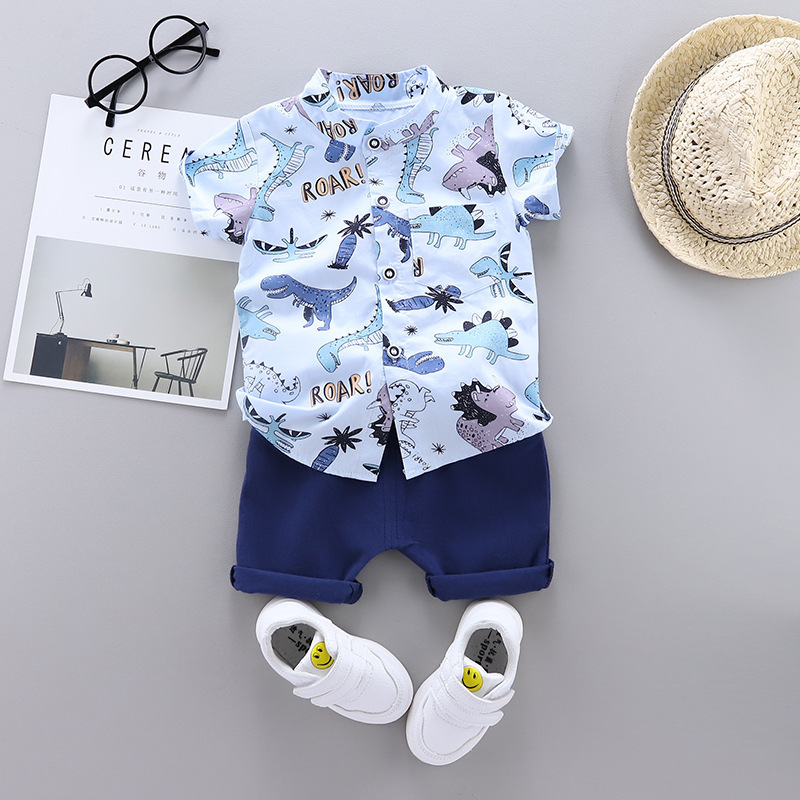 Picture of Summer New Children's Clothing Korean Style Boys and Infants Suit Cartoon Shirt Short-Sleeved Suit Manufacturer Foreign Trade Wholesale Trend