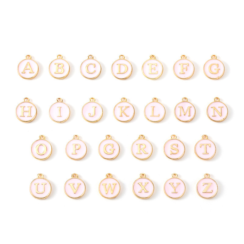 Picture of 1 diy jewelry accessories drop oil bracelet earrings small pendant drop oil 26 English letters alloy bracelet pendant