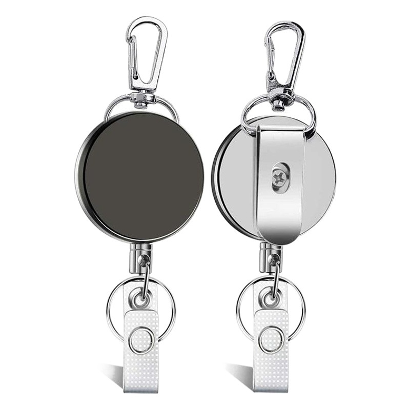 Cross-border hot sale spot 4cm semi-metal retractable easy-pull buckle with dog buckle ABS electroplating easy-pull keychain customization