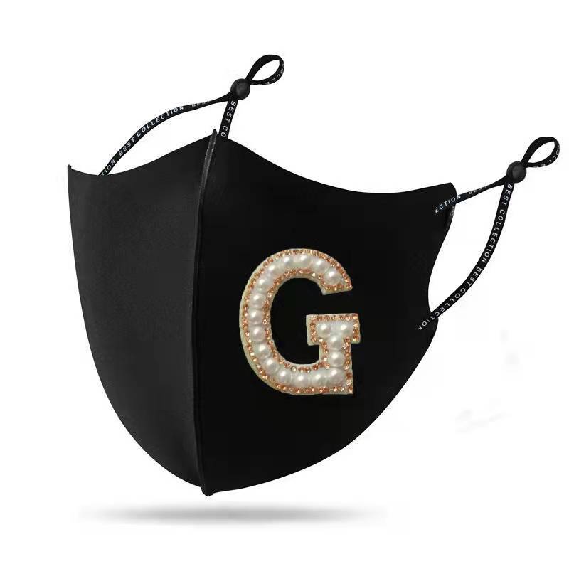Picture of Pearl diamond mask autumn and winter new warm mask creative personality Pearl Rhinestone windproof cloth mask