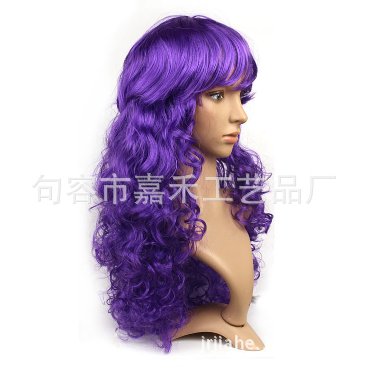 Picture of Cross-Border E-Commerce Halloween Christmas Masquerade Costume Catwalk Colorful Big Wave Wig Set Cosplay