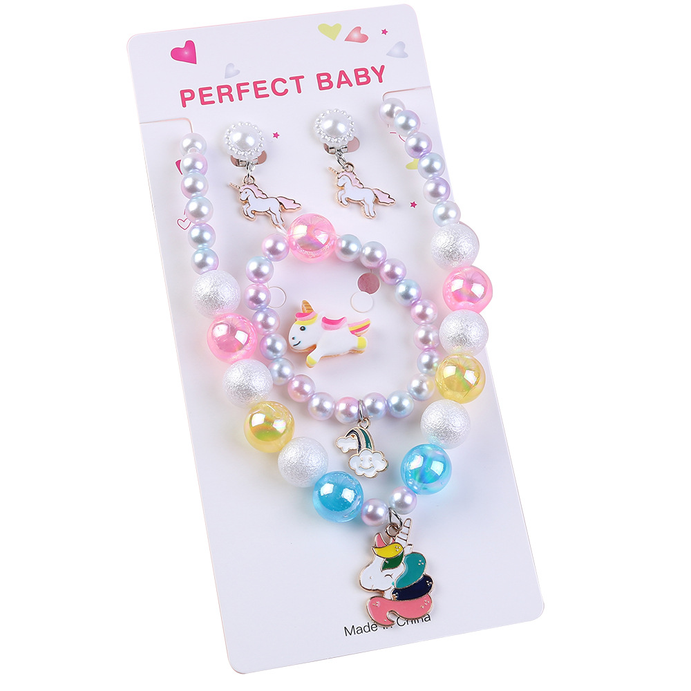 Picture of Amazon New Kidsren's Necklace Unicorn Bead Set DIY Kidsren's Jewelry Girls Ring Necklace Wholesale