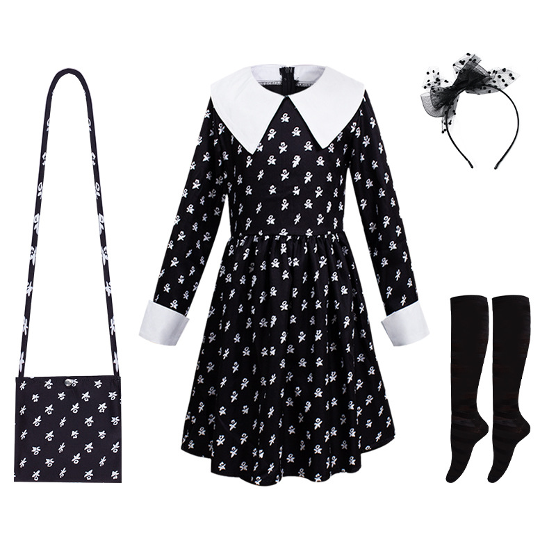 Picture of Adams cos clothing gauze dress Wednesday Adams black gauze dress Adams cosplay clothing