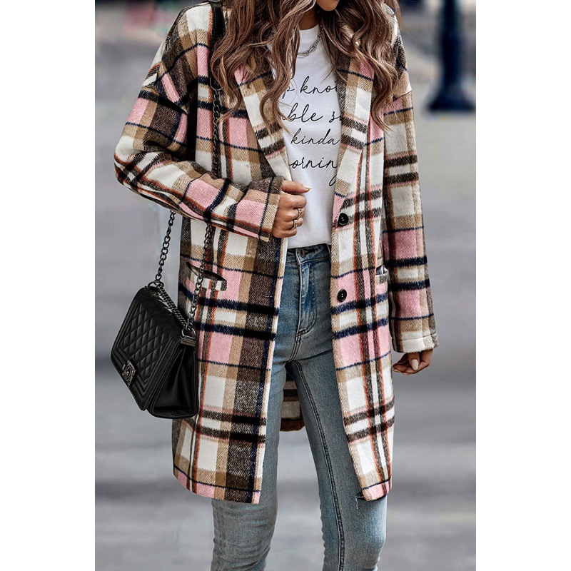 Picture of European station autumn new European and American British style Plaid lapel women's suit casual jacket