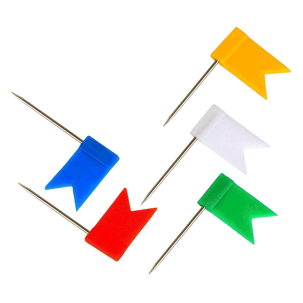 Picture of Creative pushpin long pin small flag nail colored flag nail map marking red flag nail Cork pushpin landmark nail 100 pieces/bag