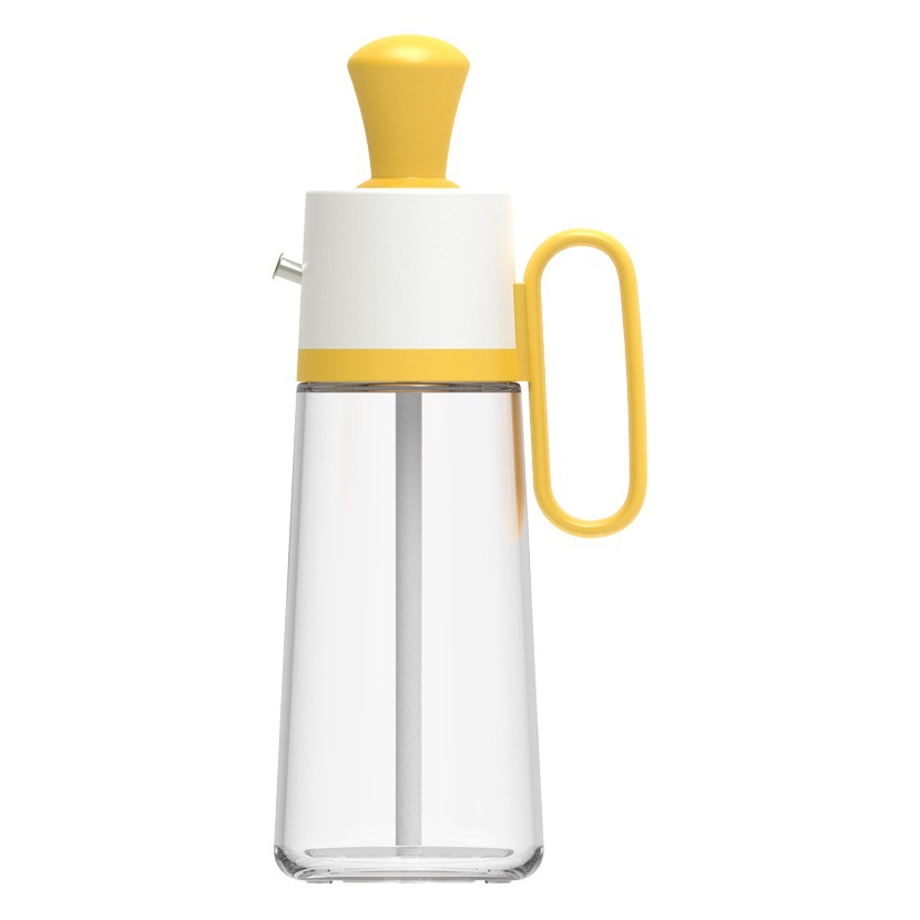 Picture of Kitchen supplies oil pot brush pour integrated glass seasoning bottle vinegar pot multi-functional seasoning bottle press metering seasoning tank