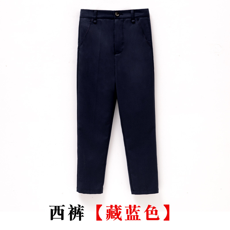 Picture of Children's Trousers Boys Black Suit Pants for Middle and Large Children and Primary School Pants White Trousers dark blue School Uniform Pants