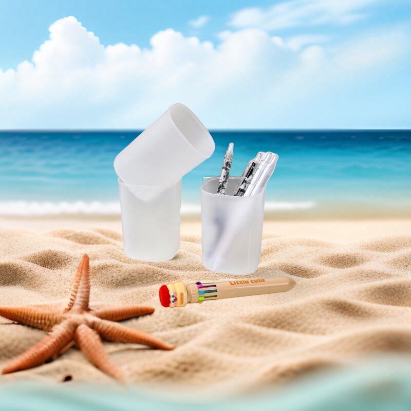 Picture of Pen Holder Transparent Frosted Ins Stationery Stationery Case Desktop Storage Student Creative Wholesale Plastic Simple Pen Holder