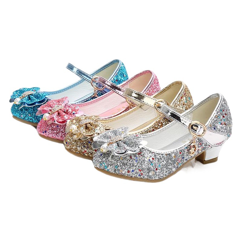 Girls High Heels Princess Shoes 2025 Spring and Autumn New Children's Single Shoes Children's Performance Shoes Girls Crystal Shoes