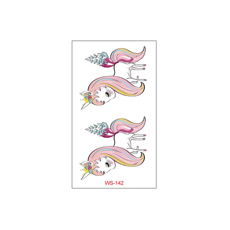 Picture of Unicorn Tattoo Sticker Original Children's Cute Cartoon Doll Birthday Rainbow Little Pegasus Waterproof Temporary Sticker