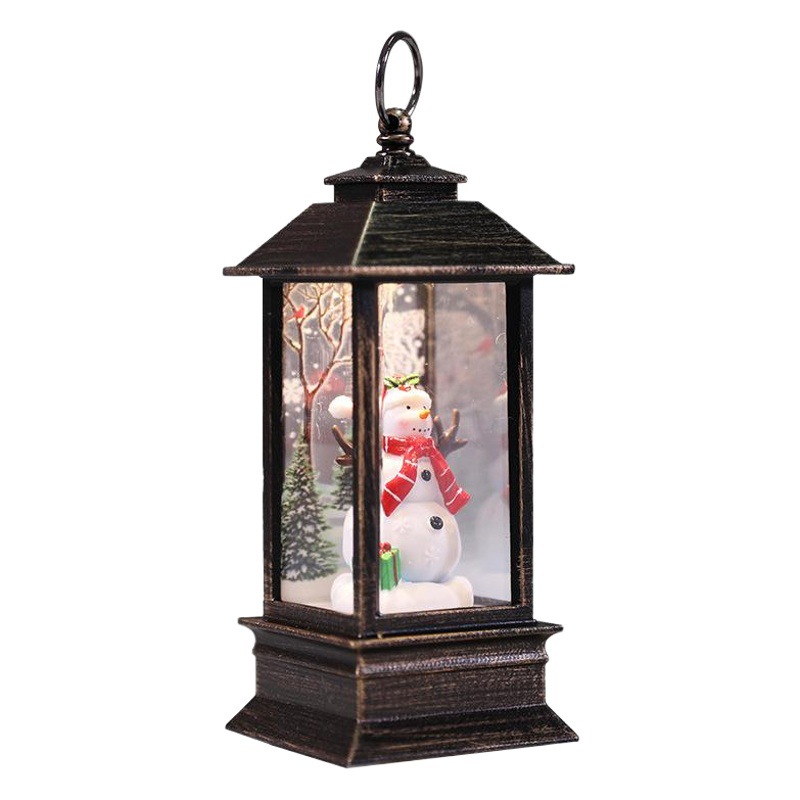 Cross-border Amazon Christmas simulation small oil lamp square wind lamp ornaments shopping mall supermarket scene decoration flame lamp