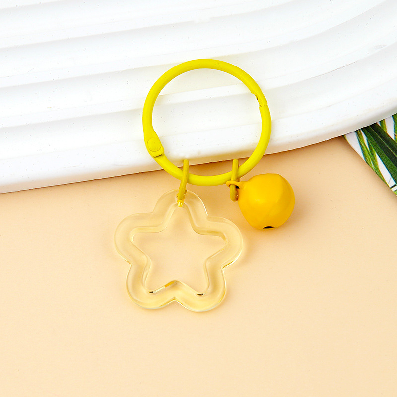 Picture of Korean Style Hyun-a Small Fresh Color Small Flower Bell Keychain Tanabata Gift Key Ring Bag Women's Hanging Accessories