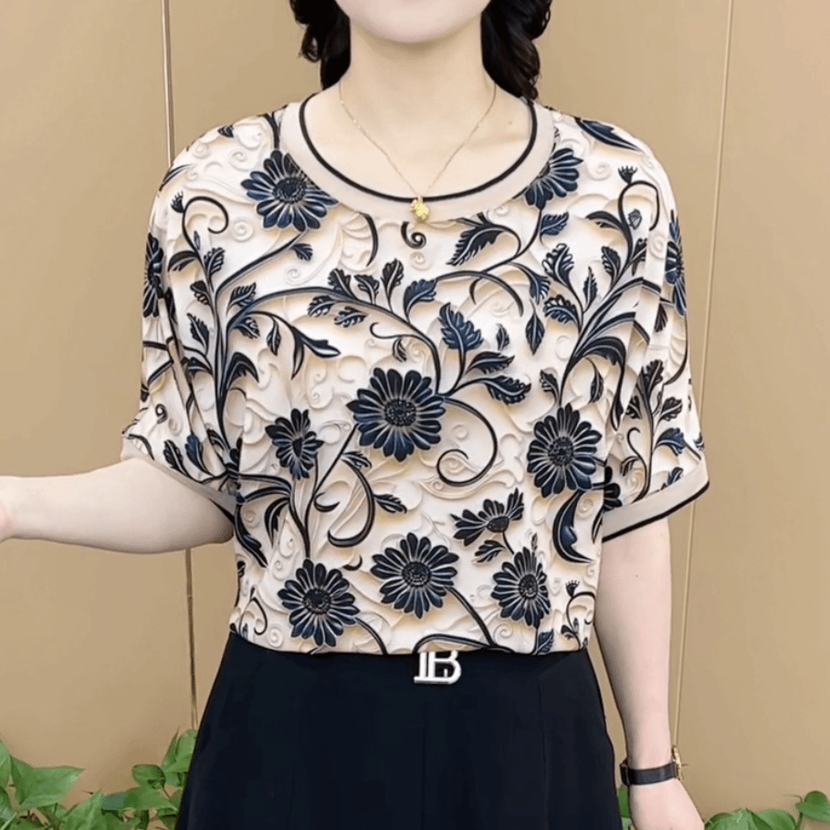 Picture of Summer New 2024 Age-reducing Printing Fashion Loose Elegant Light Luxury Thin Short-sleeved Shirt Women's Trendy