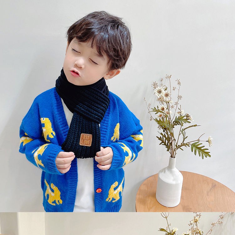 Picture of Ins K-Style Kidsren's Knitted Scarf Winter Pure Color Warm Wool Infants Boys and Girls Korean Baby Scarf Trendy