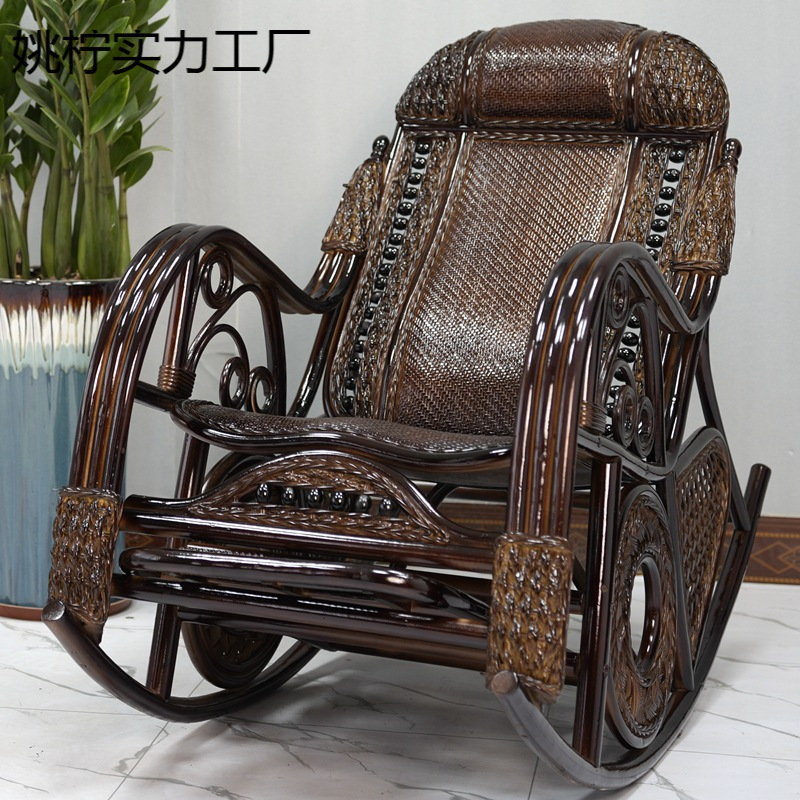 Rattan natural rattan rocking chair adult recliner elderly lazy chair balcony home leisure strong rattan chair rocking chair