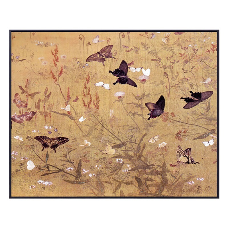 Ancient-Style Living Room Decorative Painting with Butterflies, New Chinese-Style Restaurant Painting, Sofa Background Wall, French Retro Hanging Painting