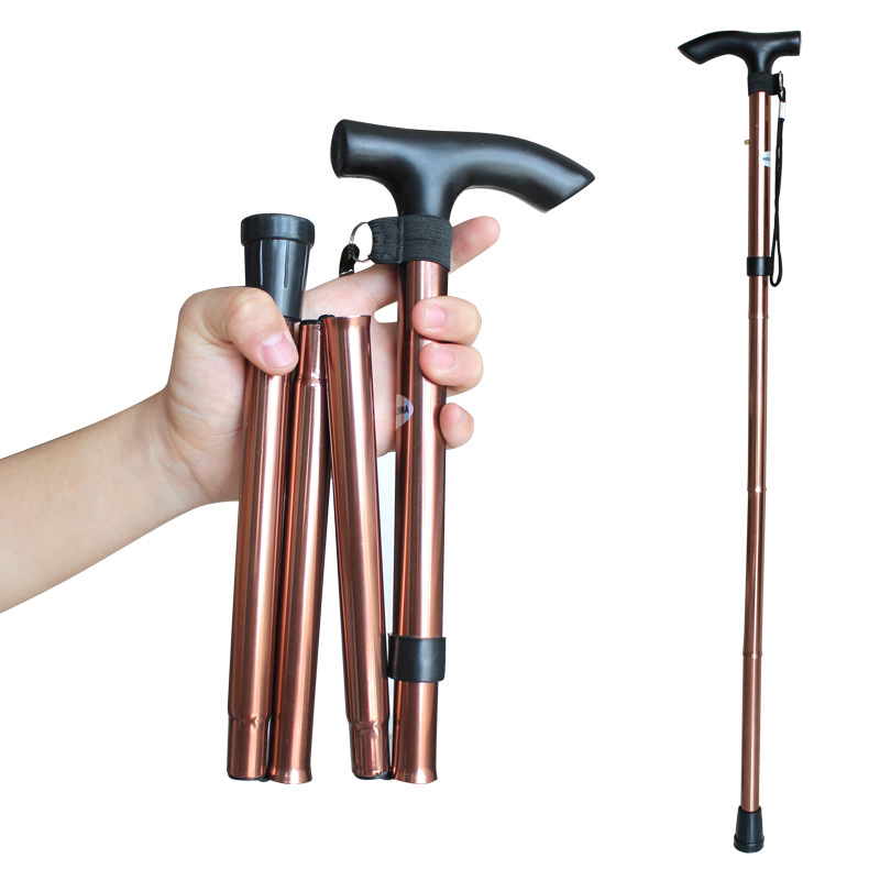Picture of Cross-border Hot-selling Folding Hiking Stick Outdoor Hiking Stick Five-section Telescopic Crutches for the Elderly Travel Mountain Climbing Crutches Walking Stick