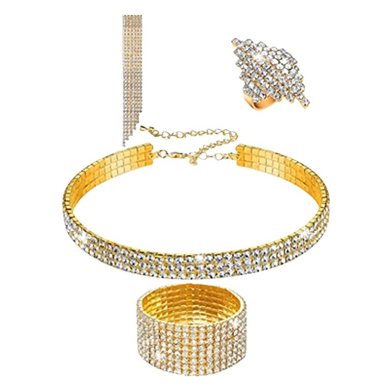 Cross-Border Claw chain necklace earrings bracelet ring set four-piece full jewelry dinner dress accessories jewelry wholesale