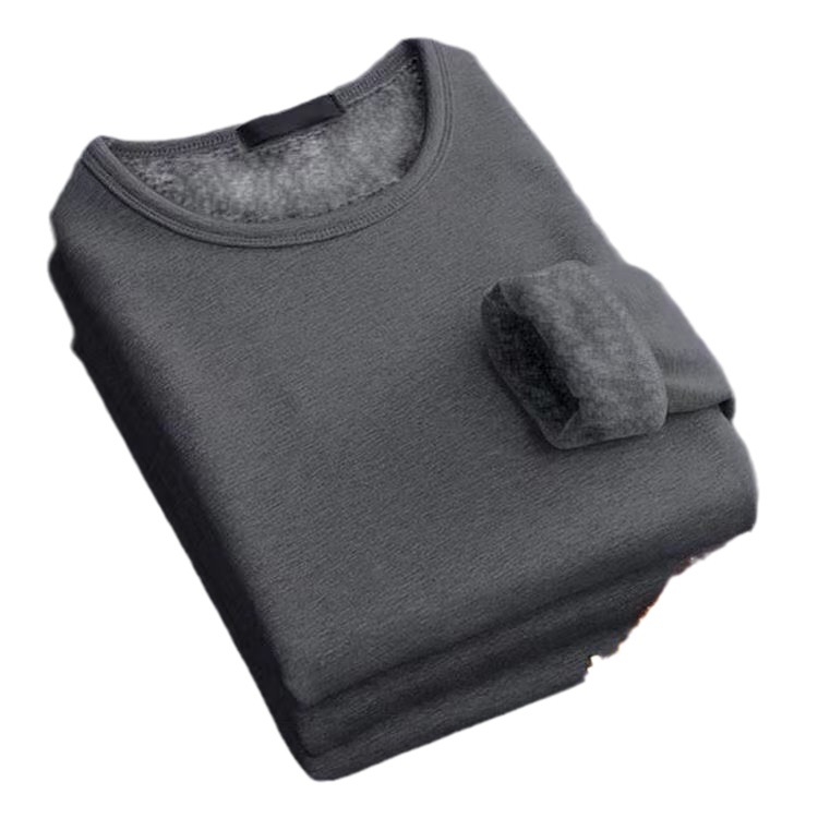 Picture of [new] men's fleece-lined thermal underwear bottoming shirt autumn and winter round neck long sleeve top thick winter solid color