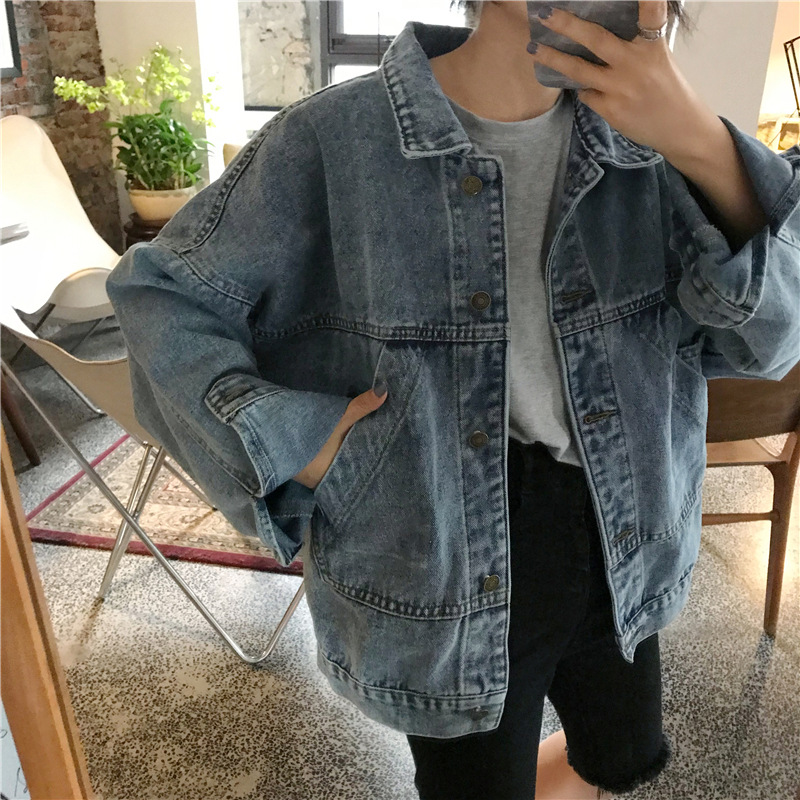 Picture of Vintage Denim Jacket New Women's Autumn and Winter All-match Elegant Small Loose Slim Jacket Long-sleeved Top Trendy