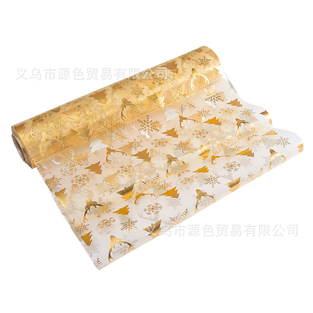 New cross-border Amazon dedicated mesh gilding table runner snowflake deer head Christmas holiday decoration home table decoration