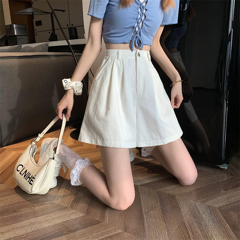 Shorts Women's Summer 2023 New Wide Leg Shorts Comfortable Pear-shaped Figure Fifth Pants Women's High Waist Slimming Hot Pants Thin