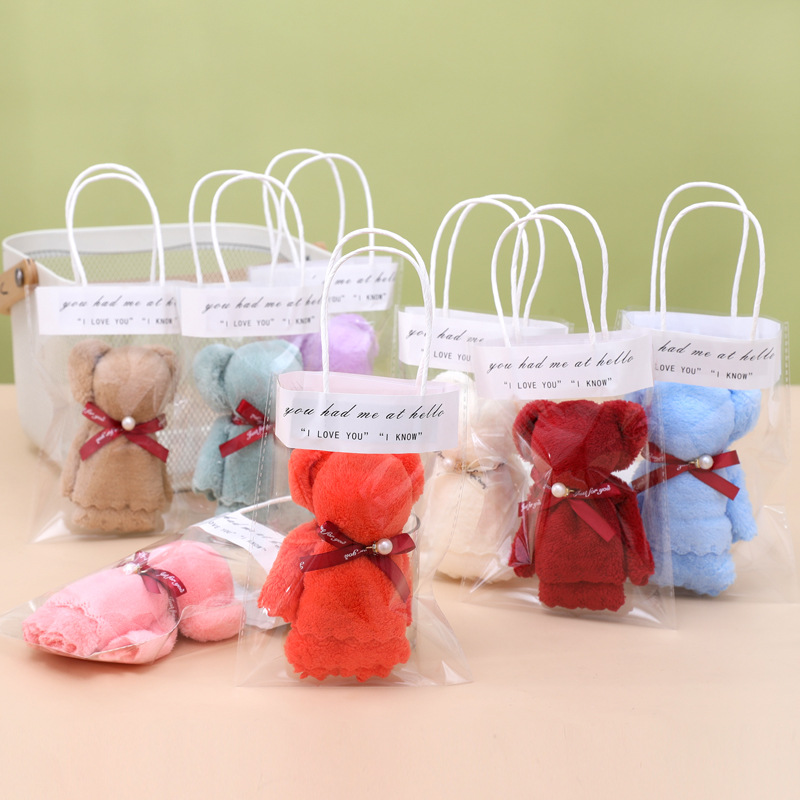 Picture of Coral fleece pineapple Pearl bear towel gift small gift 30*30 opening gift welfare gift