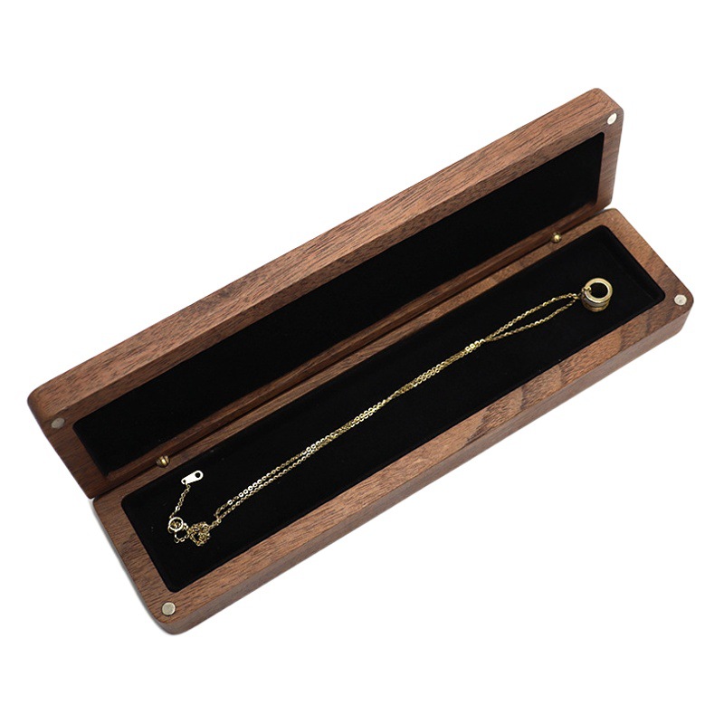 Solid Wood Black Walnut Necklace Jewelry Box Simple Hairpin Earrings Bracelet Packaging Gift Box Pen Box for Women