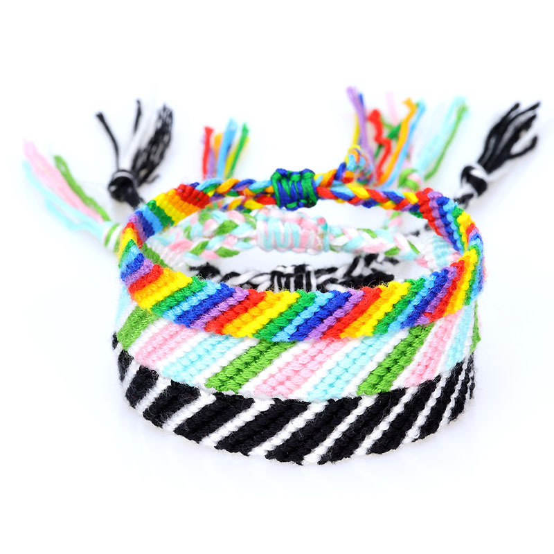 Wholesale spot cross-border hot new Nepal friendship bracelet Bevel hand colorful rope cotton braided bracelet