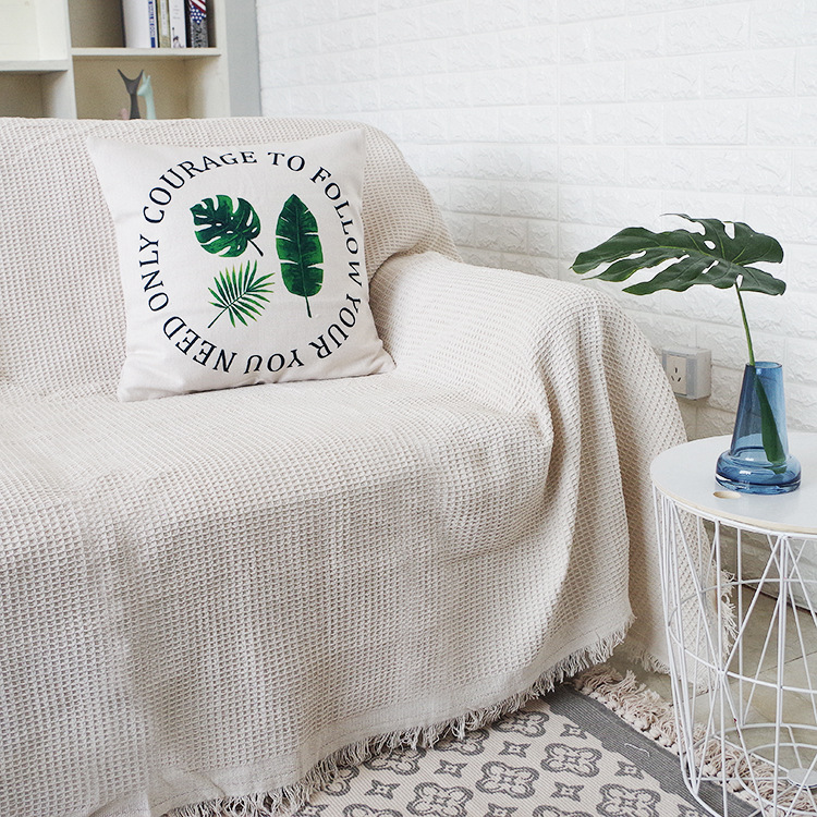 Nordic Simple Plain Waffle Sofa Blanket Decorative Cloth Sofa Towel Full Cover Fabric Dust Cover Protective Cover Cross-border