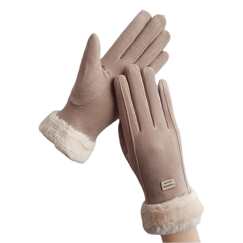 New women's autumn and winter warm touch screen wool velvet gloves windproof velvet padded outdoor riding multi-color all-match