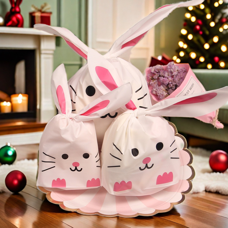 Baking Biscuits Rabbit Ears Packaging Bag Dim Sum Candy Gift Bag Moon Cake Scented Tea Children's Socks Pockets 50 Pcs