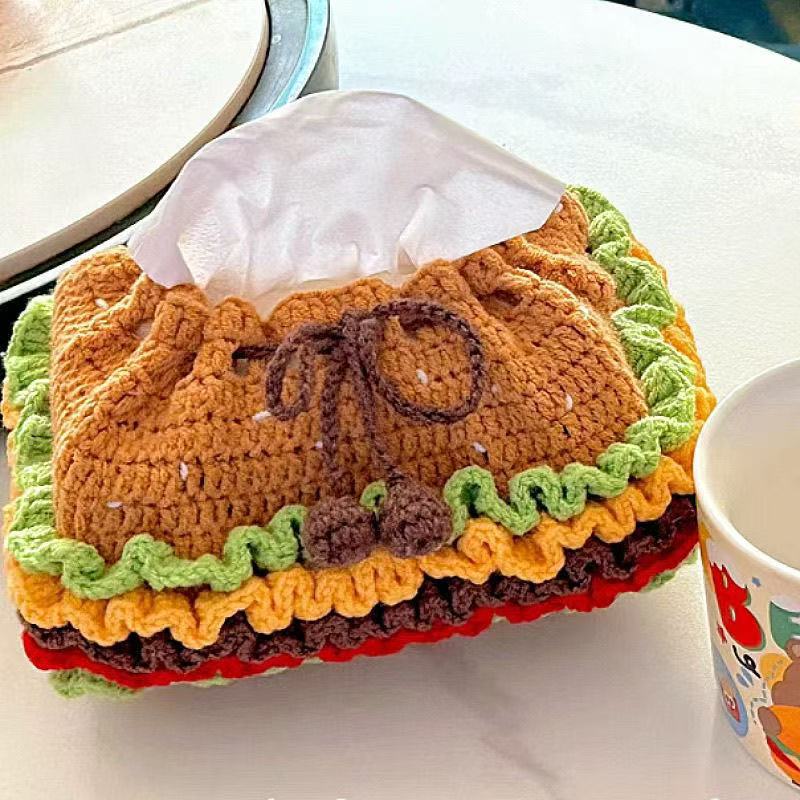 Picture of Handmade DIY wool knitting cute hamburger pocket headphone crochet coin crochet bag card material package delivery