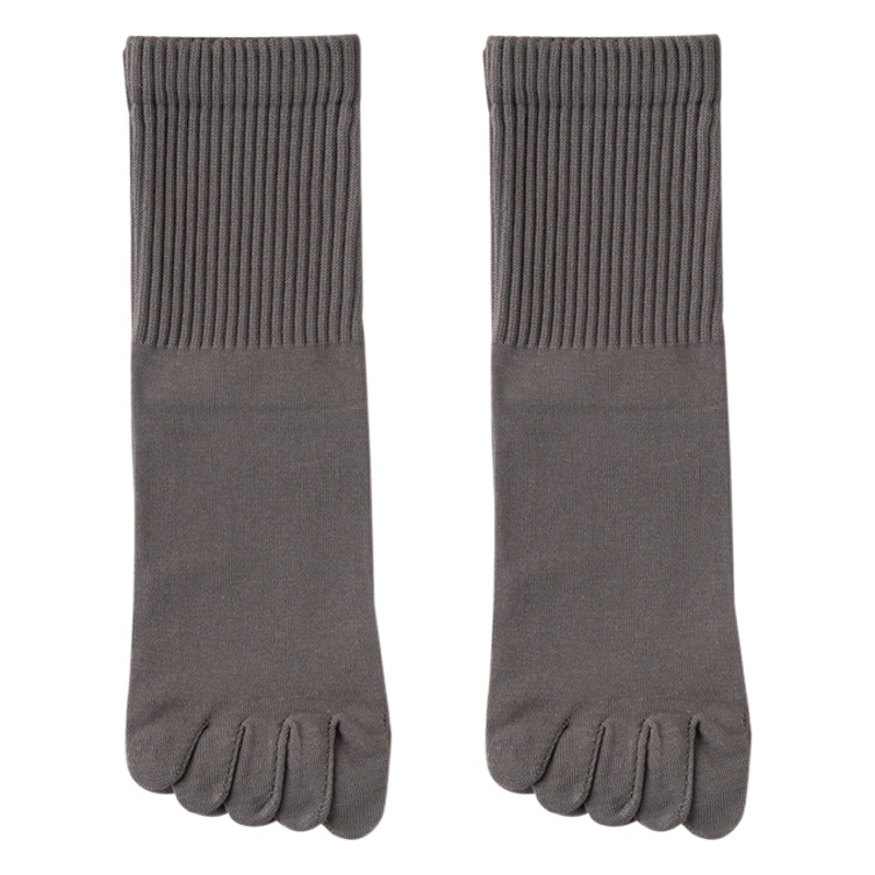 Men's Five-Toe Socks, Autumn Style, Pure Cotton, Mid-Calf, Split-Toe Socks, Seamless Toe, Japanese Style, Solid Color, Casual Sports Socks, Wholesale