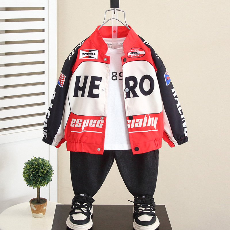 Picture of 5956 Boys' Trendy Motorcycle Jacket 2025 Autumn New Children's Clothing Spring and Autumn Street Style Jacket Top for Babies