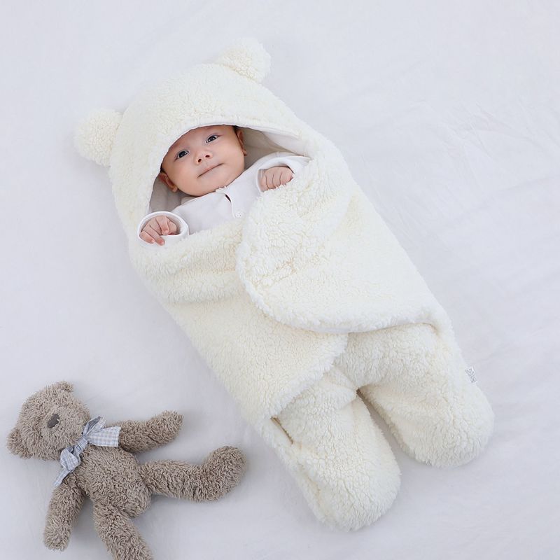 Picture of Baby Holding Sleeper Autumn and Winter Thickened Newborn Baby Swaddling Supplies Anti-startling Outgoing Bag Sleeping Bag