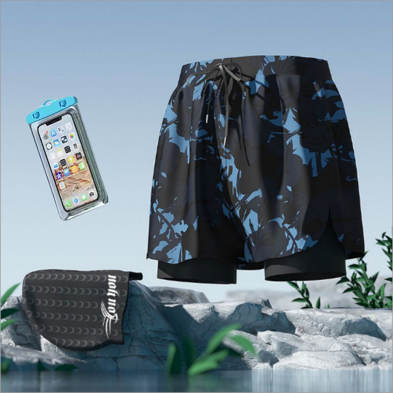 Picture of Men's Swimsuit 2025 New Style Comfortable, Breathable and Fashionable Printed Double-Layer Anti-Embarrassment Slim Quick-Drying Hot Spring Swimsuit