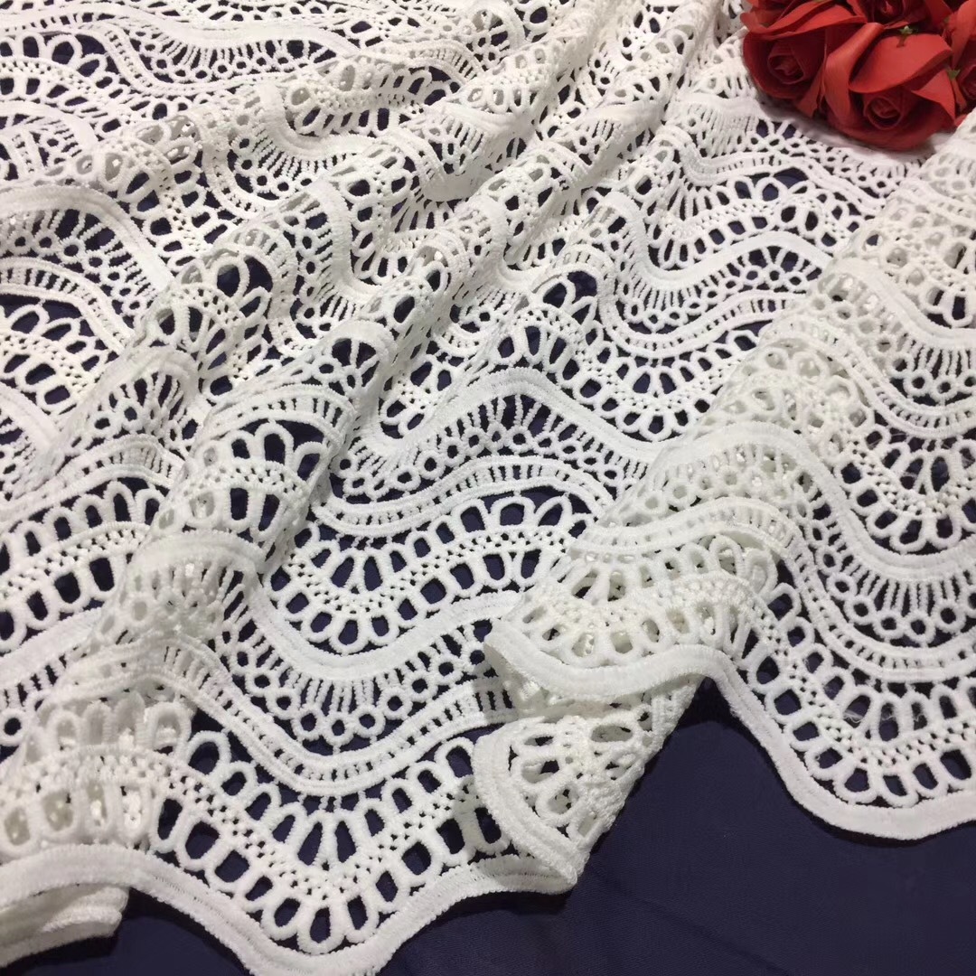 New Water Soluble Milk Silk Fabric Fan Hollow Embroidered Wedding Dress Women's Dress Fabric Lace Accessories