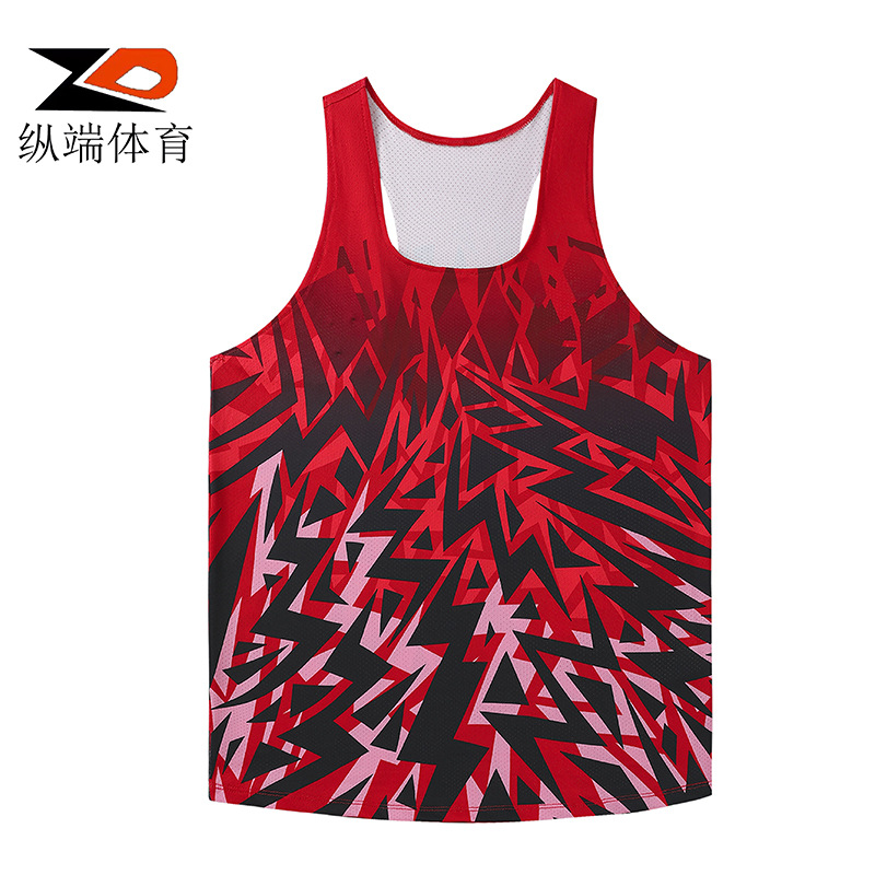 ZD longitudinal end men's track and field marathon running vest sports quick-drying breathable ultra-light mesh training suit
