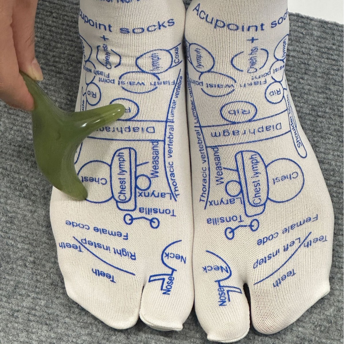 Cross-Border Warp Socks English Acupoint Socks Meridian Socks Chinese Inheritance Split Toe Massage Socks Triangle Bird Spot